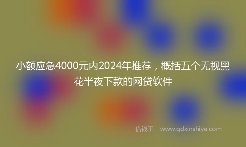 小额应急4000元内2024年推荐，概括五个无视黑花半夜下款的网贷软件