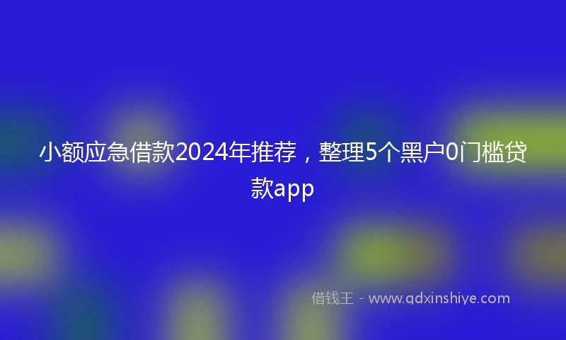 小额应急借款2024年推荐，整理5个黑户0门槛贷款app
