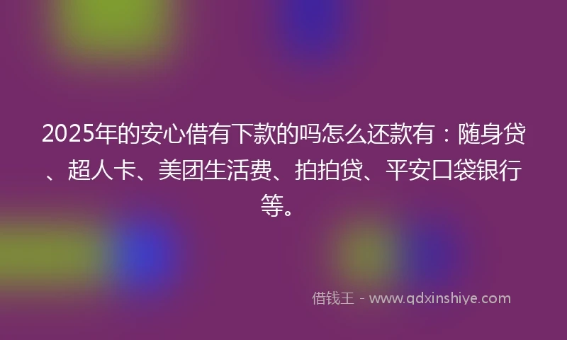 2025年的安心借有下款的吗怎么还款有：随身贷、超人卡、美团生活费、拍拍贷、平安口袋银行等。