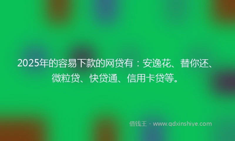 2025年的容易下款的网贷有：安逸花、替你还、微粒贷、快贷通、信用卡贷等。