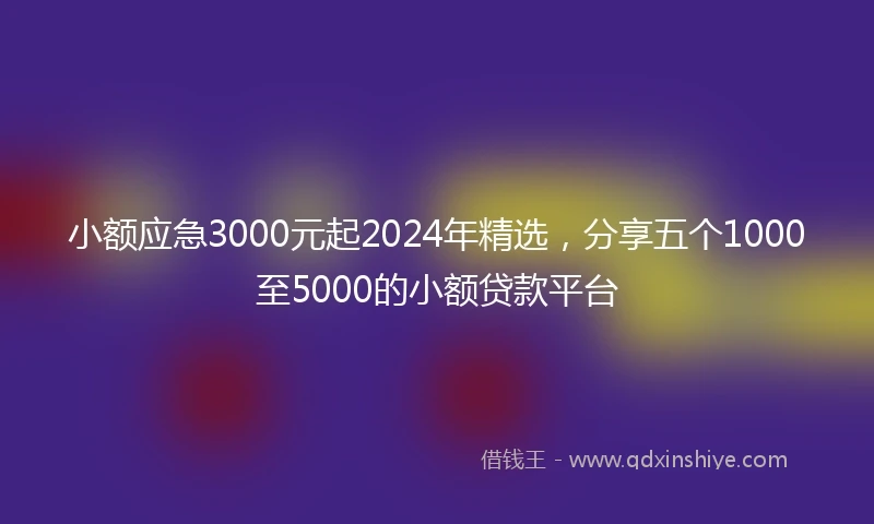 小额应急3000元起2024年精选，分享五个1000至5000的小额贷款平台