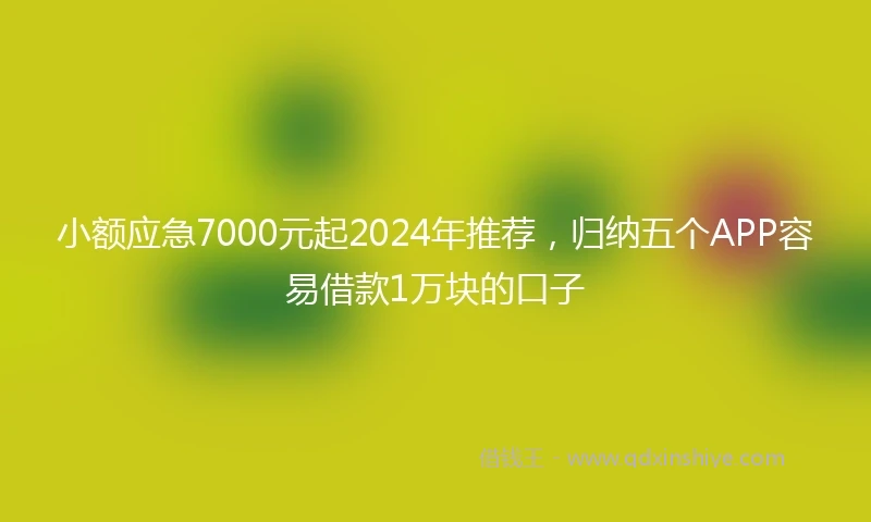 小额应急7000元起2024年推荐，归纳五个APP容易借款1万块的口子
