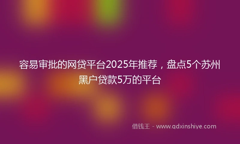 容易审批的网贷平台2025年推荐，盘点5个苏州黑户贷款5万的平台