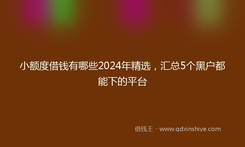 小额度借钱有哪些2024年精选，汇总5个黑户都能下的平台