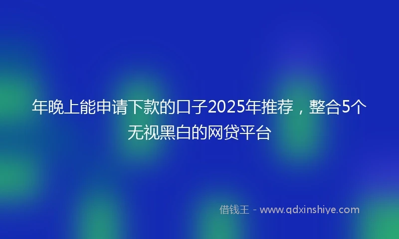 年晚上能申请下款的口子2025年推荐，整合5个无视黑白的网贷平台