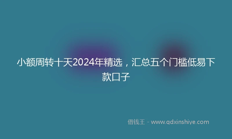 小额周转十天2024年精选，汇总五个门槛低易下款口子
