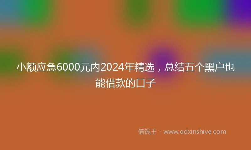 小额应急6000元内2024年精选，总结五个黑户也能借款的口子