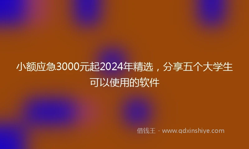 小额应急3000元起2024年精选，分享五个大学生可以使用的软件