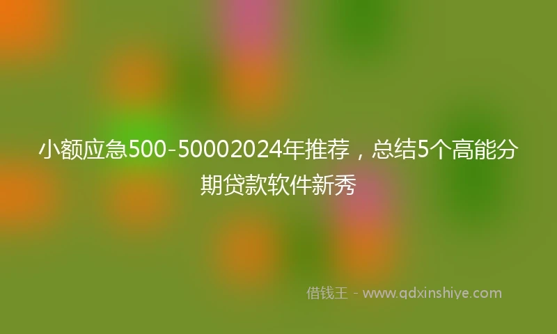 小额应急500-50002024年推荐，总结5个高能分期贷款软件新秀