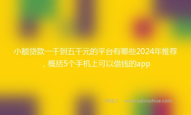 小额贷款一千到五千元的平台有哪些2024年推荐，概括5个手机上可以借钱的app
