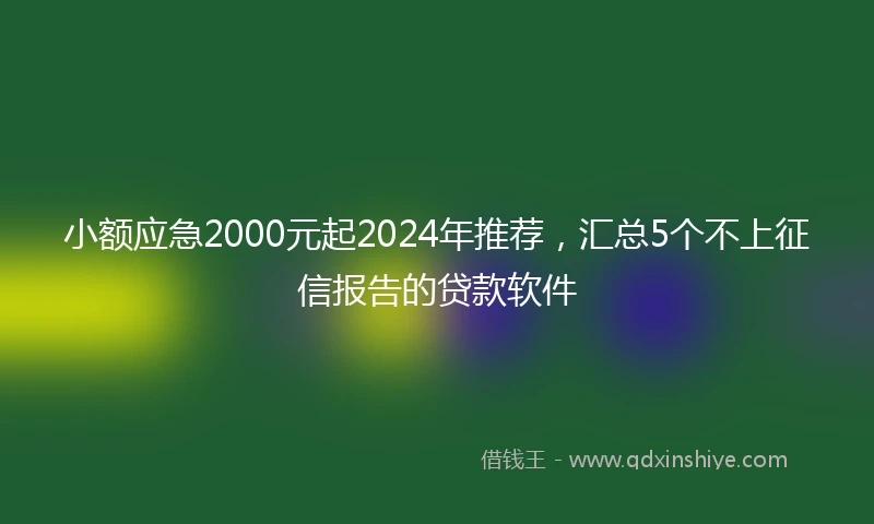 小额应急2000元起2024年推荐，汇总5个不上征信报告的贷款软件