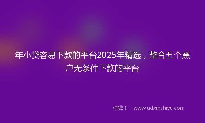 年小贷容易下款的平台2025年精选，整合五个黑户无条件下款的平台
