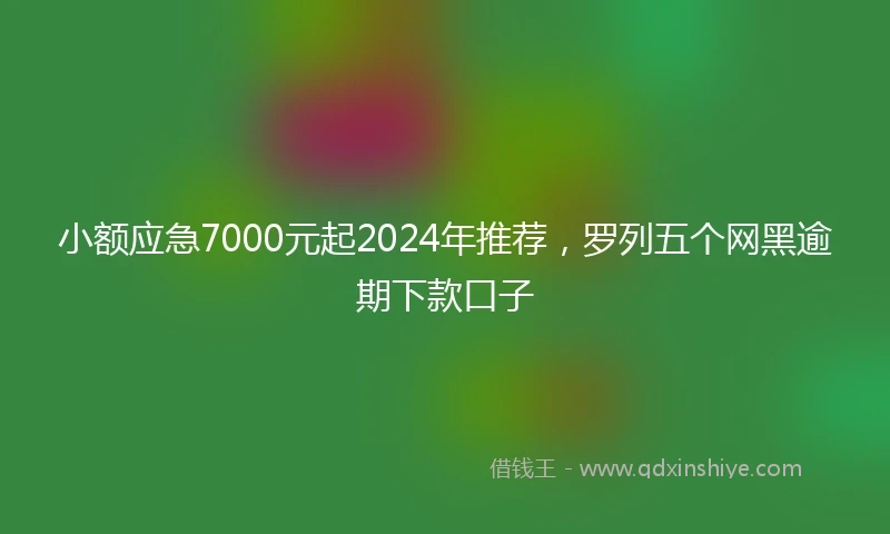 小额应急7000元起2024年推荐，罗列五个网黑逾期下款口子