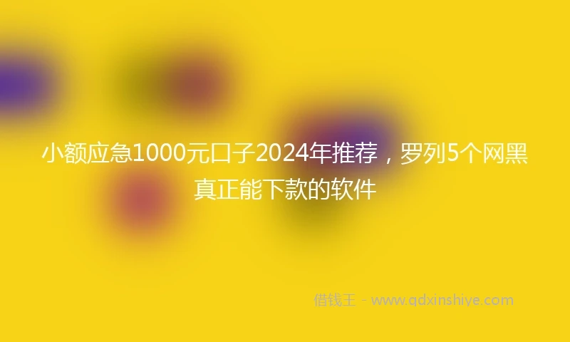 小额应急1000元口子2024年推荐，罗列5个网黑真正能下款的软件