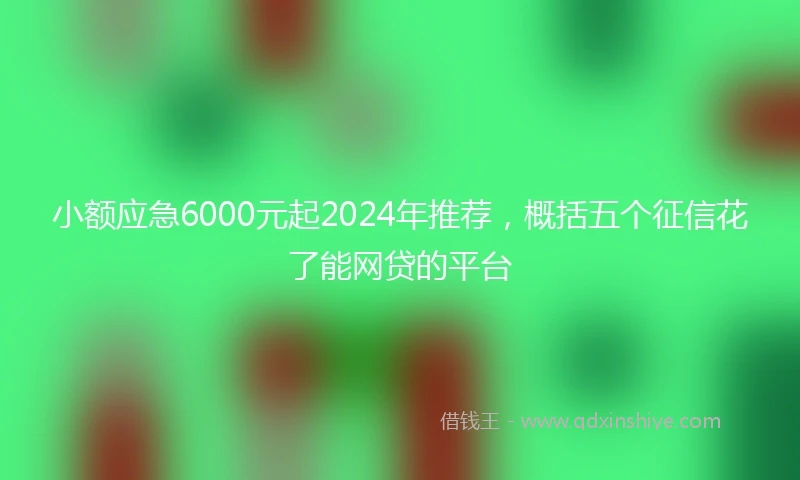 小额应急6000元起2024年推荐，概括五个征信花了能网贷的平台