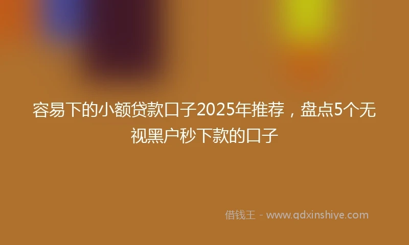 容易下的小额贷款口子2025年推荐，盘点5个无视黑户秒下款的口子