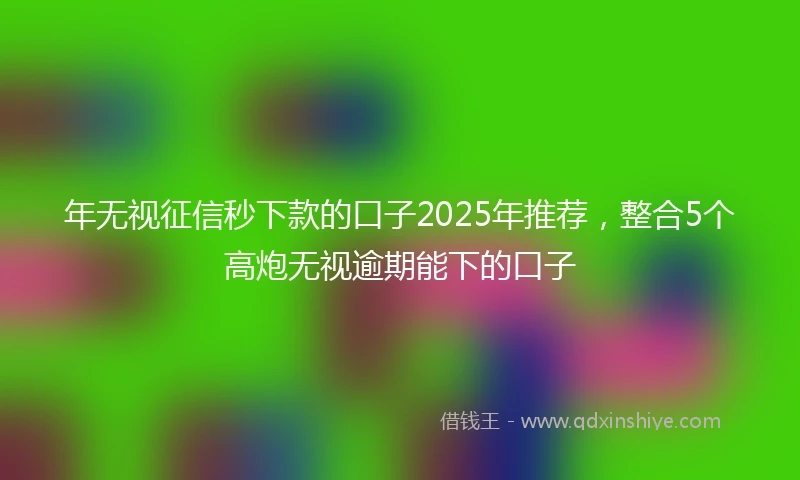 年无视征信秒下款的口子2025年推荐，整合5个高炮无视逾期能下的口子