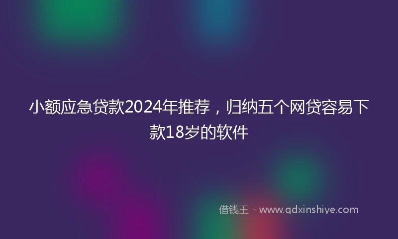 小额应急贷款2024年推荐，归纳五个网贷容易下款18岁的软件