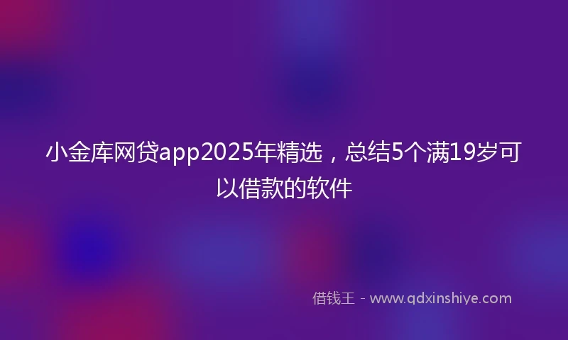 小金库网贷app2025年精选，总结5个满19岁可以借款的软件