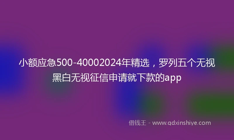 小额应急500-40002024年精选，罗列五个无视黑白无视征信申请就下款的app