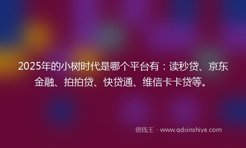 2025年的小树时代是哪个平台有：读秒贷、京东金融、拍拍贷、快贷通、维信卡卡贷等。
