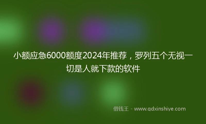 小额应急6000额度2024年推荐，罗列五个无视一切是人就下款的软件