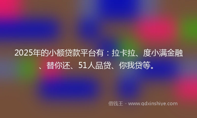 2025年的小额贷款平台有：拉卡拉、度小满金融、替你还、51人品贷、你我贷等。