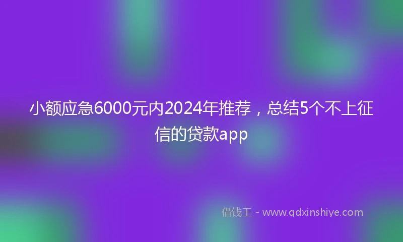 小额应急6000元内2024年推荐，总结5个不上征信的贷款app