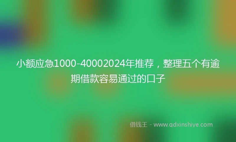 小额应急1000-40002024年推荐，整理五个有逾期借款容易通过的口子