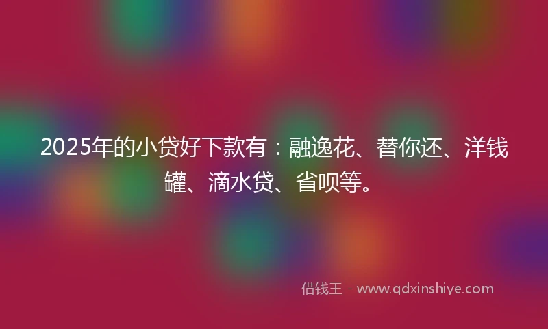 2025年的小贷好下款有：融逸花、替你还、洋钱罐、滴水贷、省呗等。