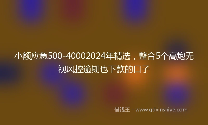 小额应急500-40002024年精选，整合5个高炮无视风控逾期也下款的口子