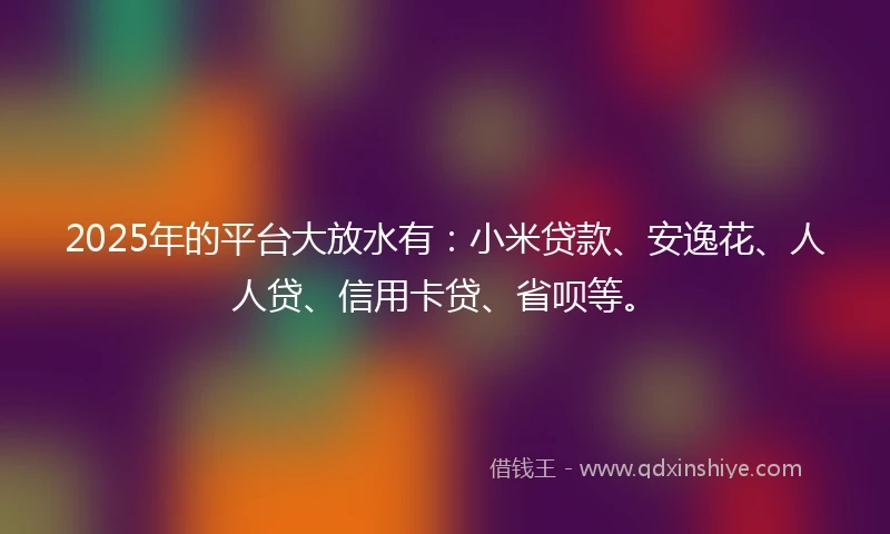 2025年的平台大放水有：小米贷款、安逸花、人人贷、信用卡贷、省呗等。