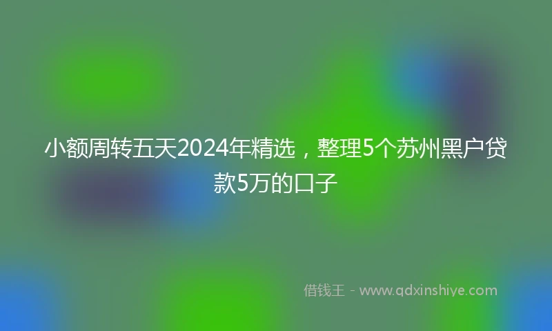 小额周转五天2024年精选，整理5个苏州黑户贷款5万的口子