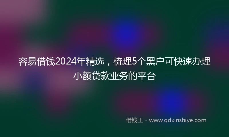 容易借钱2024年精选，梳理5个黑户可快速办理小额贷款业务的平台