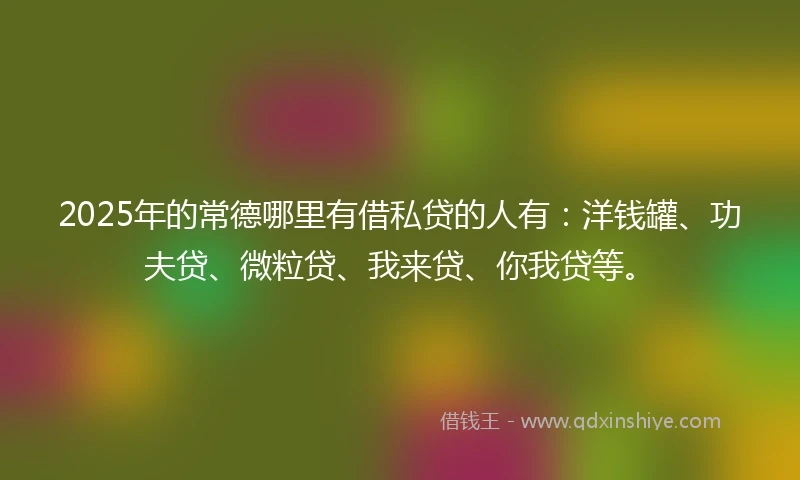 2025年的常德哪里有借私贷的人有：洋钱罐、功夫贷、微粒贷、我来贷、你我贷等。