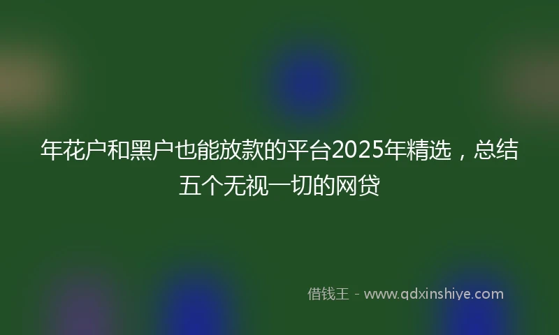 年花户和黑户也能放款的平台2025年精选，总结五个无视一切的网贷