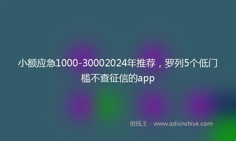 小额应急1000-30002024年推荐，罗列5个低门槛不查征信的app