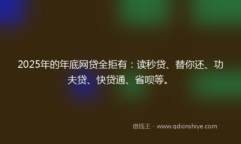 2025年的年底网贷全拒有：读秒贷、替你还、功夫贷、快贷通、省呗等。