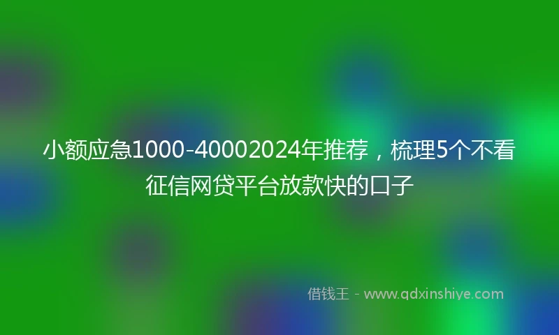 小额应急1000-40002024年推荐，梳理5个不看征信网贷平台放款快的口子