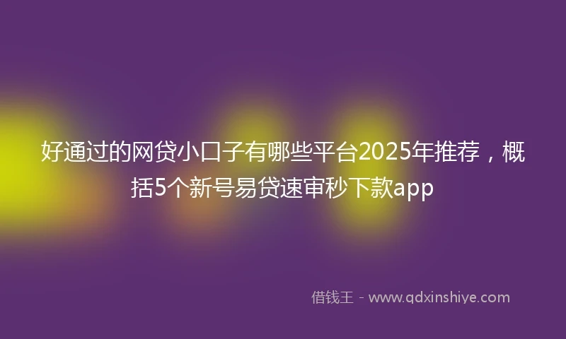 好通过的网贷小口子有哪些平台2025年推荐，概括5个新号易贷速审秒下款app
