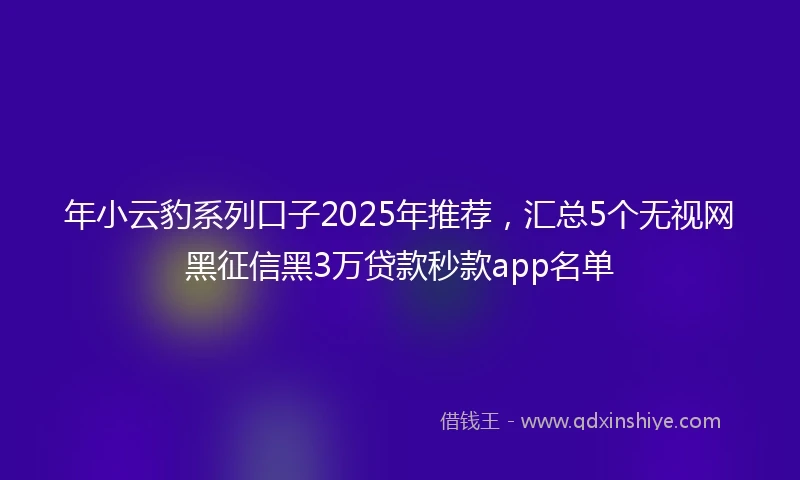 年小云豹系列口子2025年推荐，汇总5个无视网黑征信黑3万贷款秒款app名单