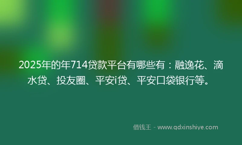 2025年的年714贷款平台有哪些有：融逸花、滴水贷、投友圈、平安i贷、平安口袋银行等。