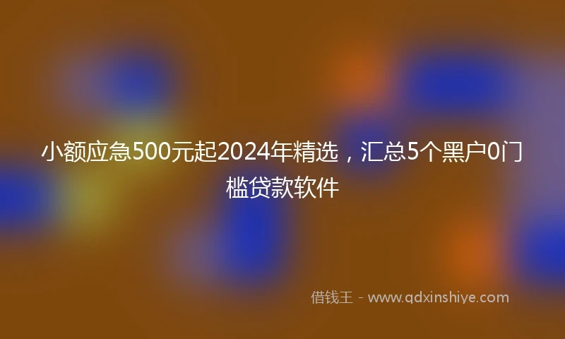 小额应急500元起2024年精选，汇总5个黑户0门槛贷款软件