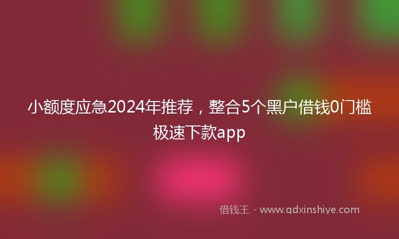 小额度应急2024年推荐，整合5个黑户借钱0门槛极速下款app