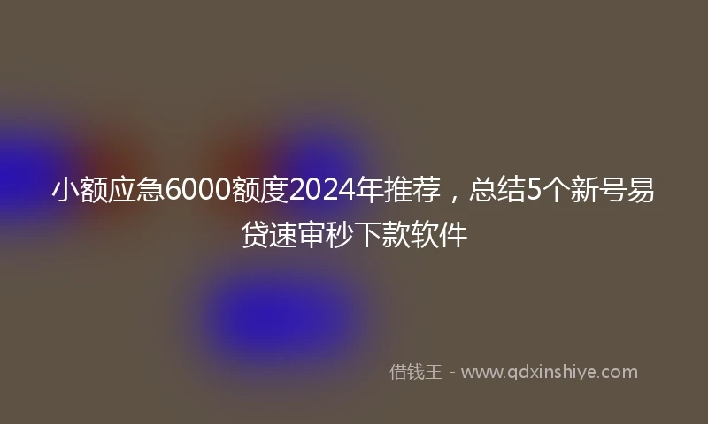 小额应急6000额度2024年推荐，总结5个新号易贷速审秒下款软件