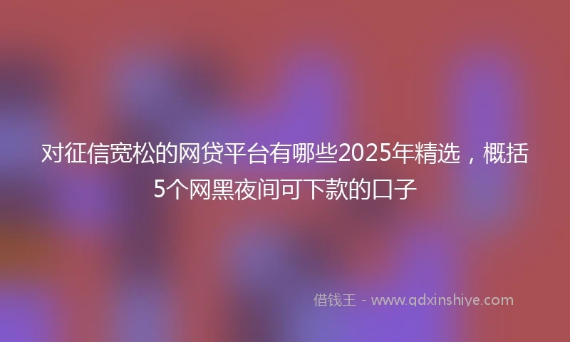 对征信宽松的网贷平台有哪些2025年精选，概括5个网黑夜间可下款的口子