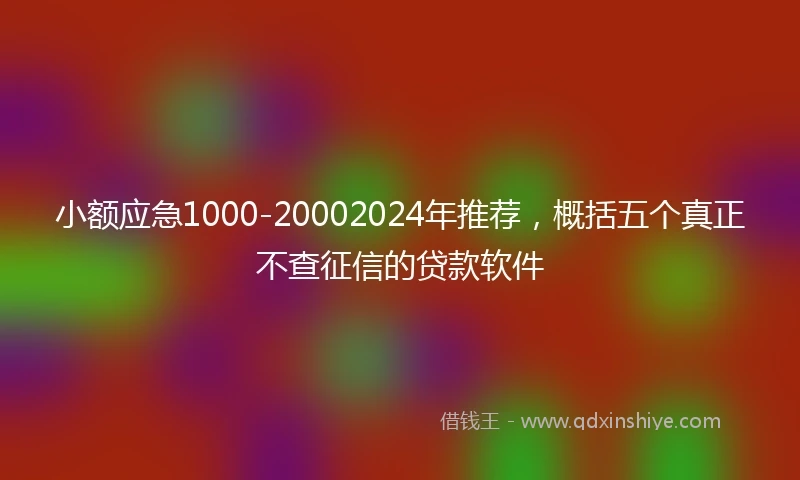 小额应急1000-20002024年推荐，概括五个真正不查征信的贷款软件