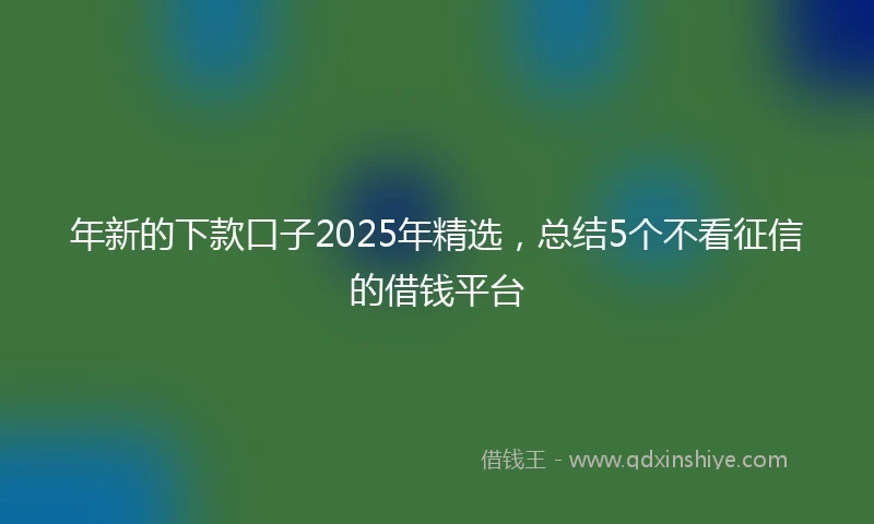 年新的下款口子2025年精选，总结5个不看征信的借钱平台
