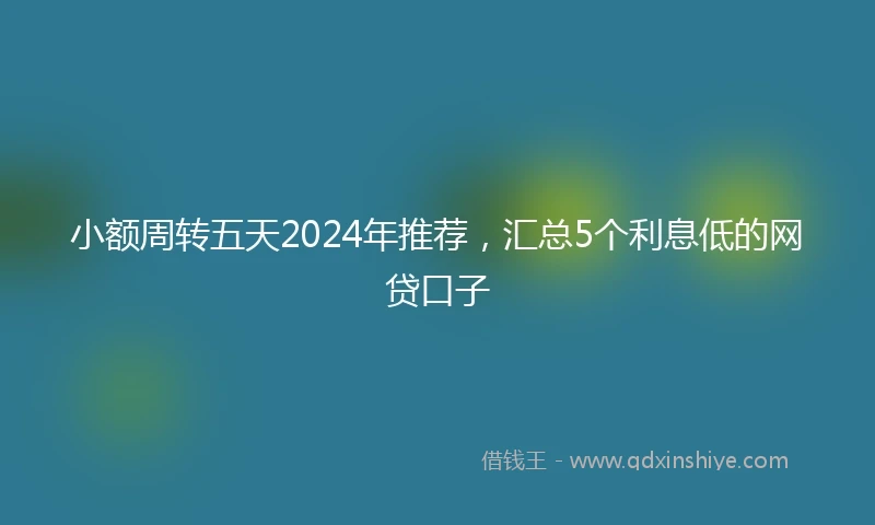 小额周转五天2024年推荐，汇总5个利息低的网贷口子