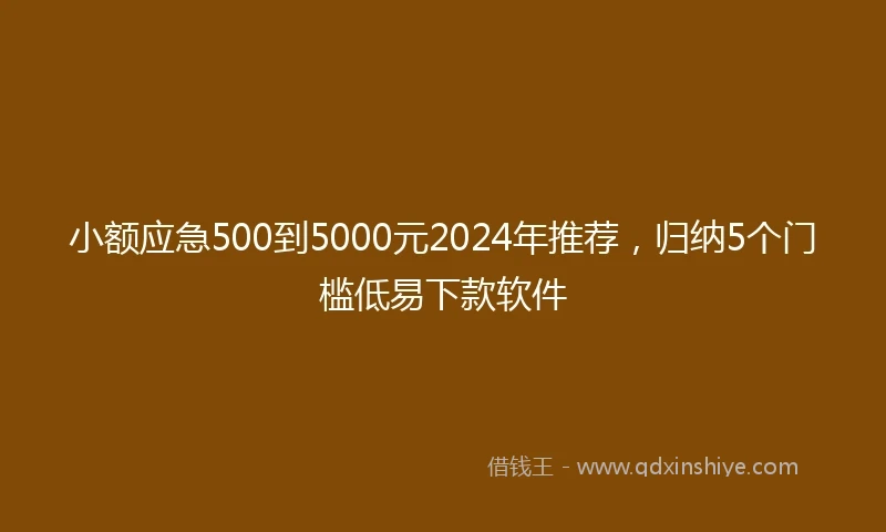 小额应急500到5000元2024年推荐，归纳5个门槛低易下款软件
